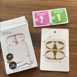 NWT 18K gold plated Protective dust Guards cover for AirPods Case new in box